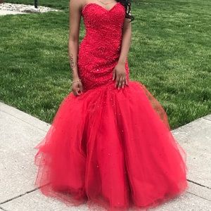 Red Mermaid Prom Dress